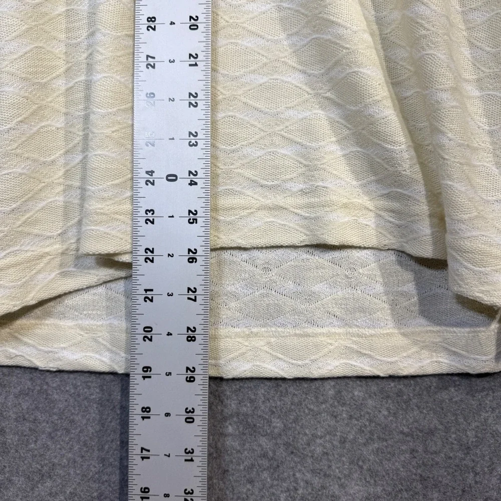 BDG Urban Outfitters Cream Wavy Diamond Knit Polo Long Sleeve Shirt Mens L‎